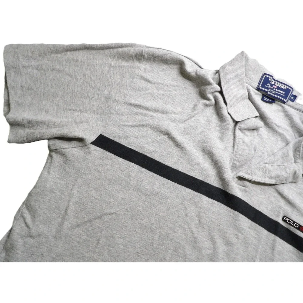 VTG 90s Polo Sport Ralph Lauren Gray Magnetic Collar Shirt Men XL Logo Casual LE
